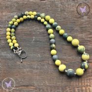 Yellow Turquoise Healing Necklace with Silver Toggle Clasp